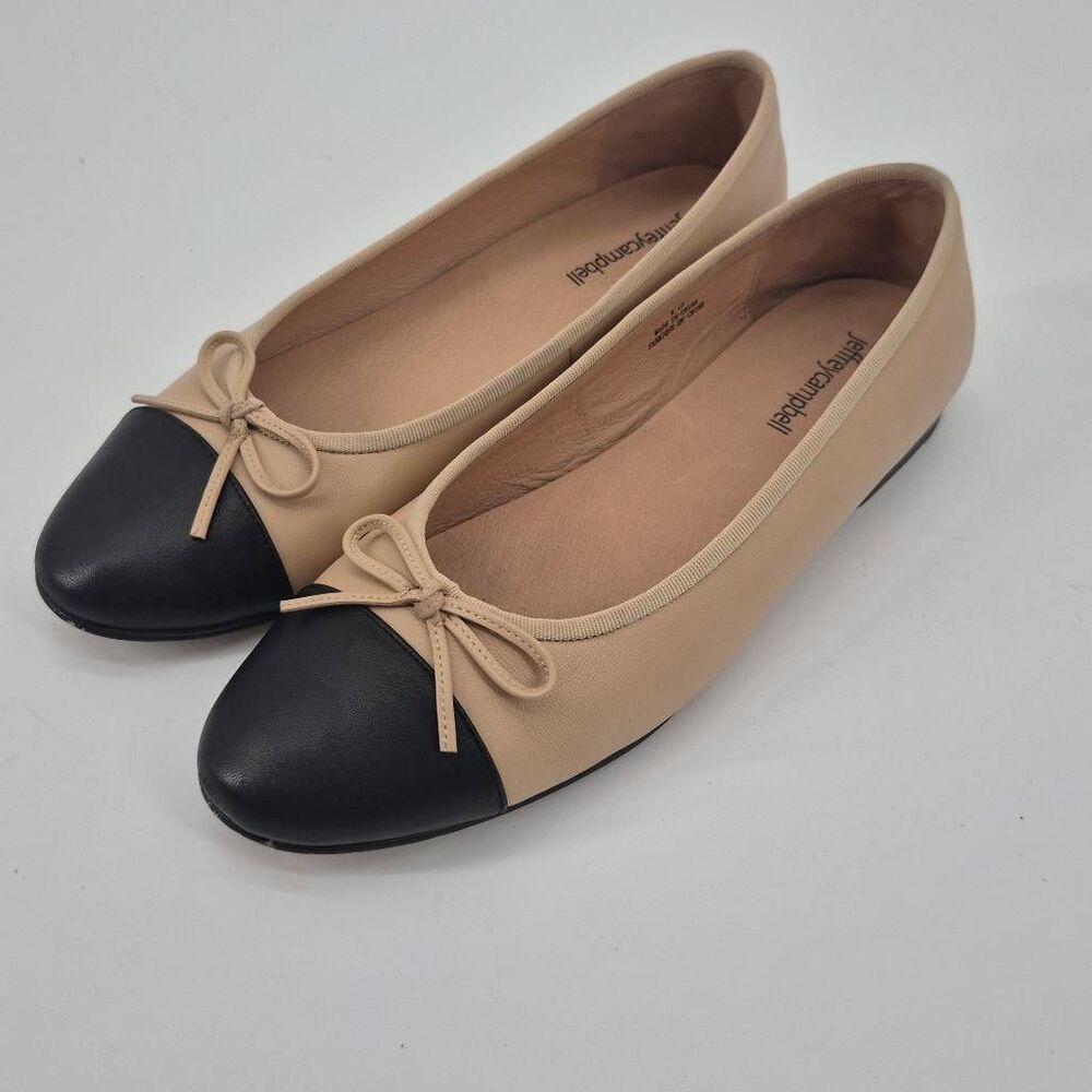 Jeffrey Campbell Arabesque Flats Natural Black Leather Women's Size 10